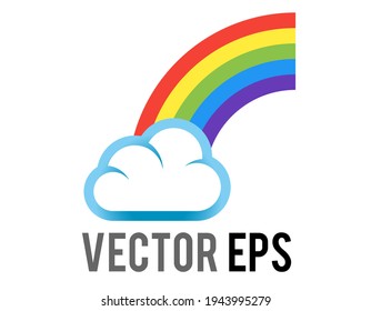 Medio vector aislado de un icono de arco iris completo, que muestra seis bandas de color rojo, naranja, amarillo, verde, azul, violeta