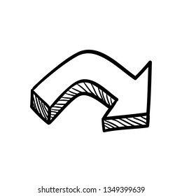 Isolated vector hand drawn arrow on a white background