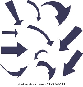 Isolated vector hand drawn arrows set on a white background