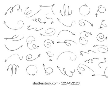 Isolated vector hand drawn arrows set on a white background