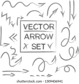 Isolated vector hand drawn arrows set on a white background