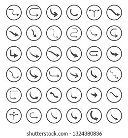 Isolated vector hand drawn arrows set on a white background. Curve arrow icons. vector