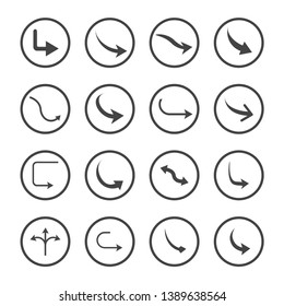 Isolated vector hand drawn arrows set on a white background. Curve arrow icons. vector
