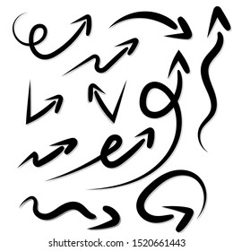 Isolated vector hand drawn arrows set on a white background