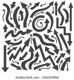 Isolated vector hand drawn arrows set on white background