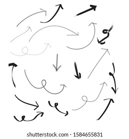 Isolated vector hand drawn arrows set on a white background.