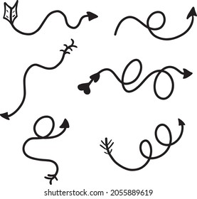 Isolated vector hand drawn arrows set on a white background
