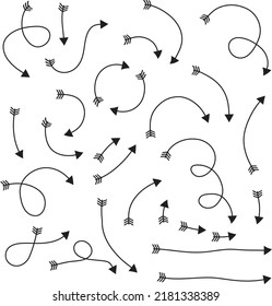 Isolated vector hand drawn arrows set on a white background
