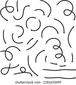 Isolated vector hand drawn arrows set on a white background
