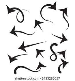 Isolated vector hand drawn arrows set on a white background