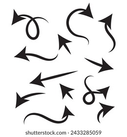 Isolated vector hand drawn arrows set on a white background