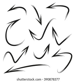 isolated vector hand drawn arrows set, doodle arrows