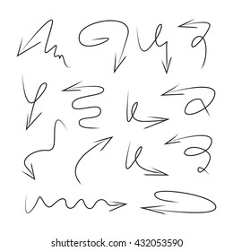 isolated vector hand drawn arrows set 