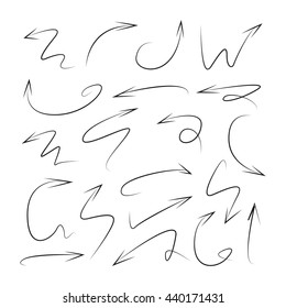 isolated vector hand drawn arrows set