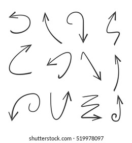 isolated vector hand drawn arrows set