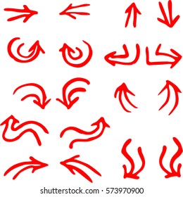 Isolated vector hand drawn arrows set on a white background