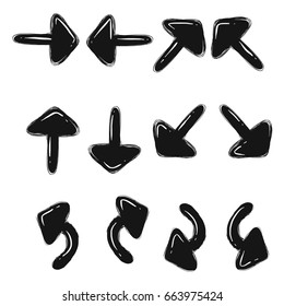 Isolated vector hand drawn arrows set on a white background