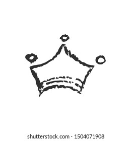 Isolated vector hand drawn crown with crayola texture. Vector Illustration. Doodle king, queen, princess icon. Isolated art royalty element