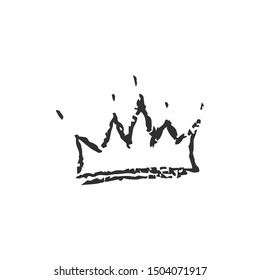 Isolated vector hand drawn crown with crayola texture. Vector Illustration. Doodle king, queen, princess icon. Isolated art royalty element