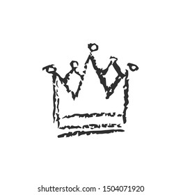 Isolated vector hand drawn crown with crayola texture. Vector Illustration. Doodle king, queen, princess icon. Isolated art royalty element