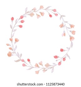 The isolated vector hand painted pastel watercolor wreath flower wedding decoration 
