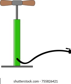 Isolated vector of Hand tire or air pump with hose, nozzle, and latch  