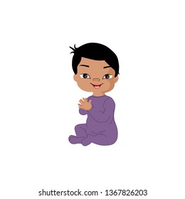 Isolated vector happy smiling Asian baby boy on white background