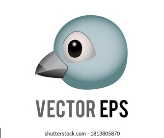 Cabeza vectorial aislada de pájaro genérico azul, pájaro azul o icono cardinal con vista lateral de ojo y mes gris