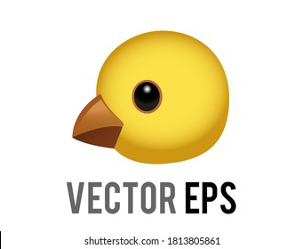 The isolated vector head of yellow baby chicken emoji icon, chick eye and orange month in side view