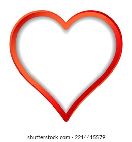 Isolated Vector Heart. Illustration with realistic shadow. Template for valentines day, love and other cards. 