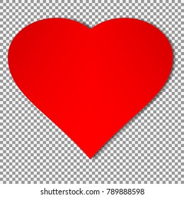isolated vector heart with shadow on transparent background beautiful paper heart. Minimalistic style. Template isolated Women`s Day happy 8 march high quality love date icon symbol pretty  wine red 