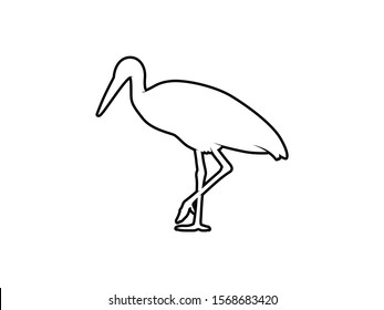 Isolated Vector Heron Animal Design on White Background