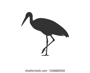 Isolated Vector Heron Animal Design on White Background