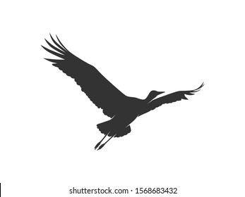 Isolated Vector Heron Animal Design on White Background