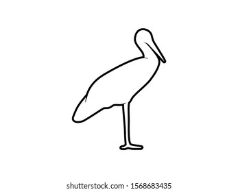 Isolated Vector Heron Animal Design on White Background