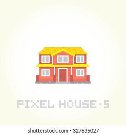 Isolated vector house in pixel art style 5