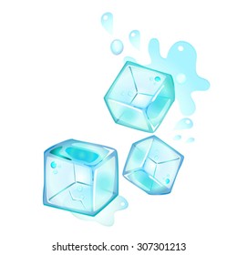 isolated vector ice cubes