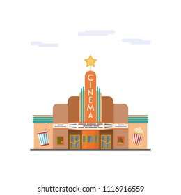 Isolierte Vektorsymbol des Art-Deco-Kino-Gebäudes