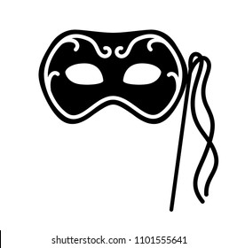 Isolated vector icon Carnival mask with floral pattern. Illustration on white background in black and white color