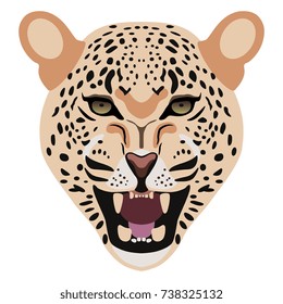 Isolated vector icon of leopard's face. Flat cartoon style.