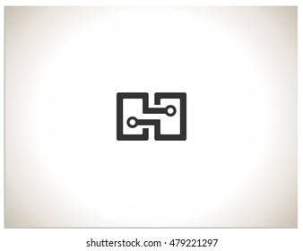 Isolated Vector Icon Logo Sign Symbol, Which Consists Of Two Mobile Devices That Are Connected. In A Sign Hidden Text Symbols O And H, (oo, Oho, Oh, Ho)