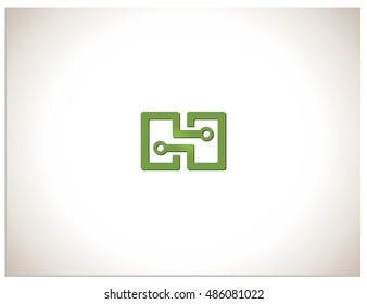 Isolated vector icon logo sign symbol, which consists of two mobile devices that are connected. In a sign hidden text symbols o and h, (oo, oho, oh, ho)