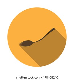 Isolated vector icon of magic besom for Halloween with shadow.