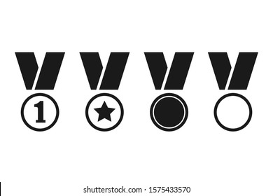 Isolated vector icon of medal set. Success symbol. Sport competition reward.