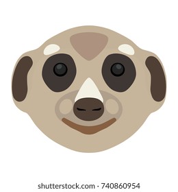 Isolated vector icon. Stylized suricate or meekat face. Flat cartoon style.