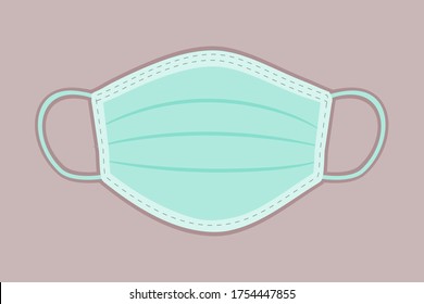 Isolated Vector Icon Of Surgical Mask. Medical Mask Clip Art.