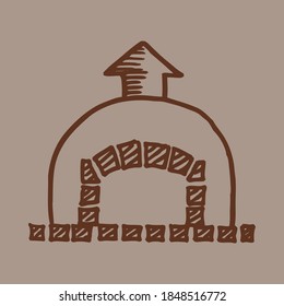 isolated vector icon of a wood oven in free hand draw style