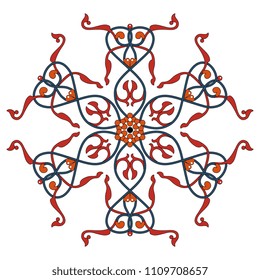 Isolated vector illustration. Abstract decorative round frame with medieval Gothic floral motifs.