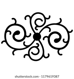 Isolated vector illustration. Abstract linear decor with spiral floral motifs. Vintage style.
