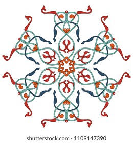Isolated vector illustration. Abstract round decorative star or mandala based on medieval floral Gothic motif.